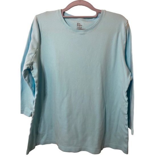 Kim‎ Rogers Perfectly Soft 100% Cotton Layering tshirt 3/4th sleeves Sz L-Flawed - Picture 1 of 8